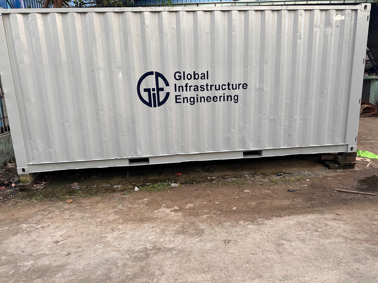 GIE mobile test bench container at an industrial site